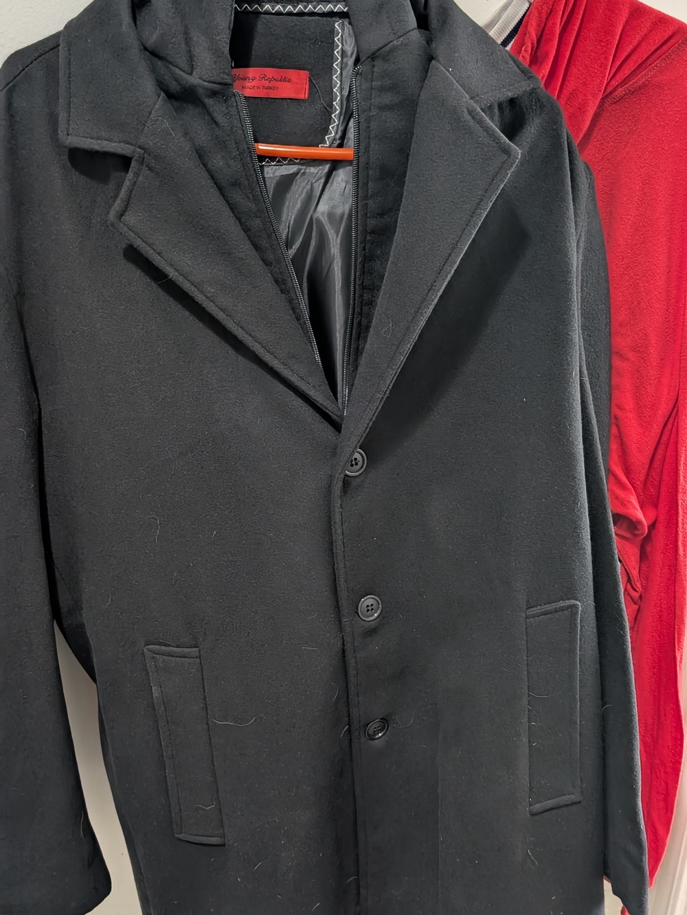 Men's Black Pea Coat by Antonio Melani - Classic Single-Breasted Wool Blend